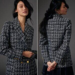 NWT Anthropologie x Maeve | Double Breasted Tweed Textured Blazer - Size L